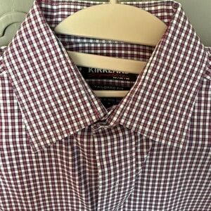 Kirkland Signature Men's Burgundy Checkered Shirt